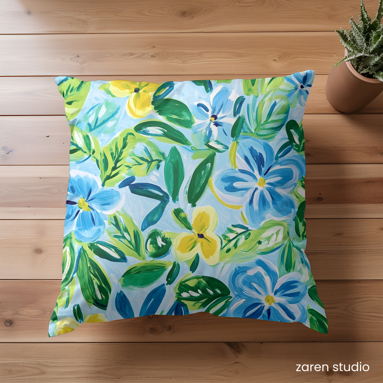 Floral Pillow Cover – Blue Breeze | Bloom & Lush Collection