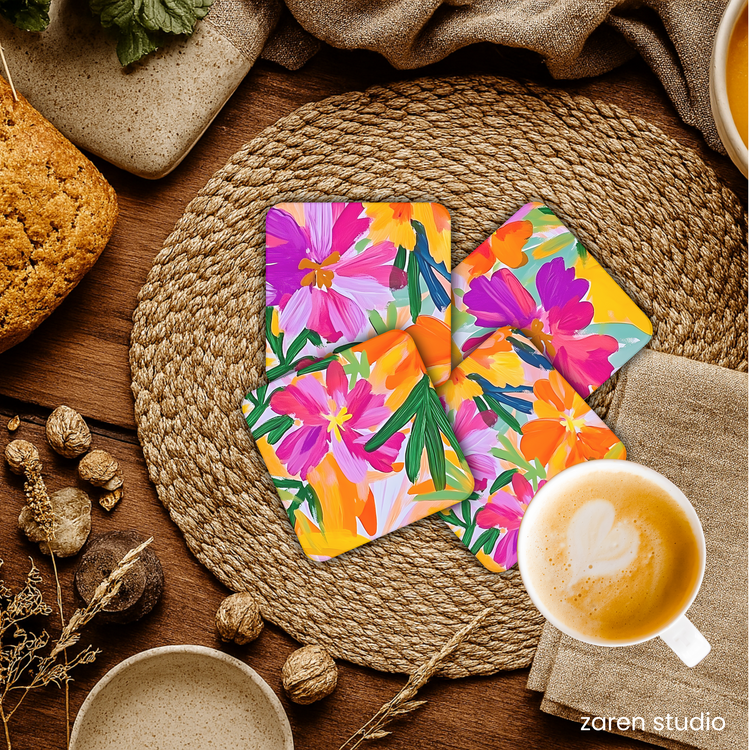 Floral Coaster Set of 4 – Spring Vibes | Bloom & Lush Collection