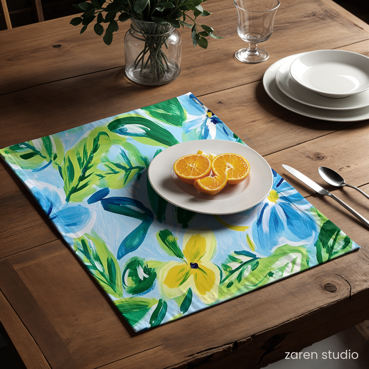 Floral Placemat Set of 4 – Blue Breeze | Bloom & Lush Collection