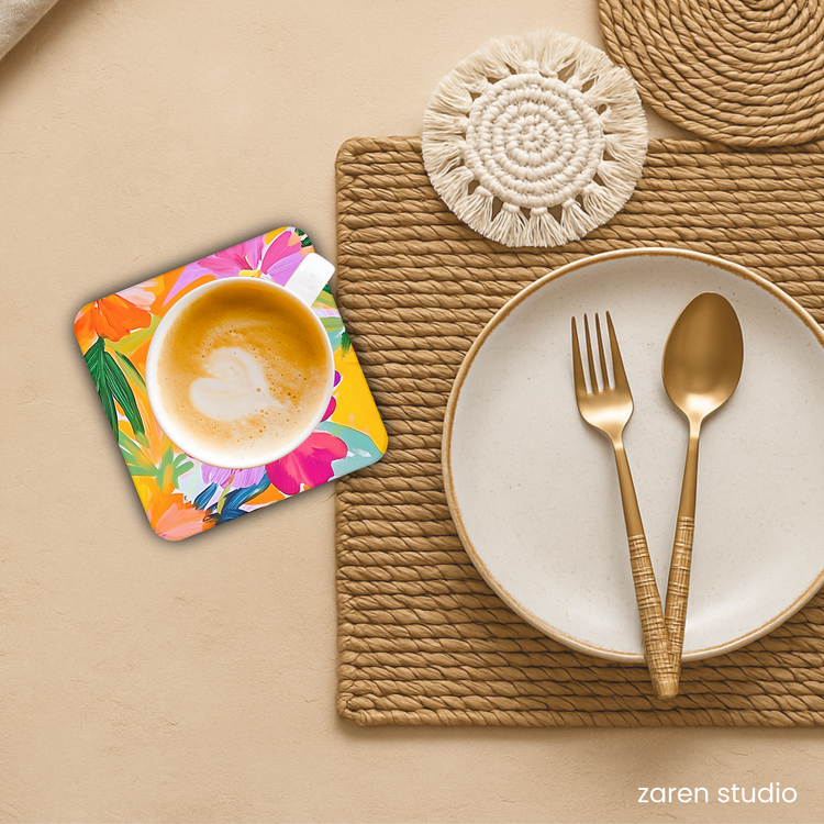 Floral Coaster Set of 4 – Spring Vibes | Bloom & Lush Collection