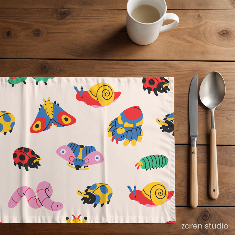 Placemat Set of 2 – Bugsy Parade | Bubble Pop Collection