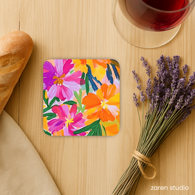 Floral Coaster Set of 4 – Spring Vibes | Bloom & Lush Collection