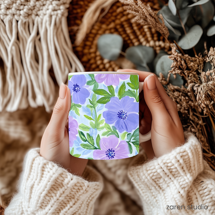 Floral Mug 11oz – Lilac Dream | Bloom & Lush Collection