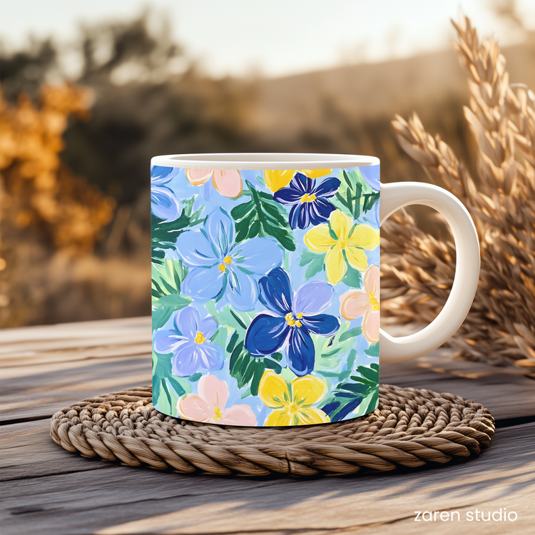 Floral Mug 11oz – Sunset Fields | Bloom & Lush Collection