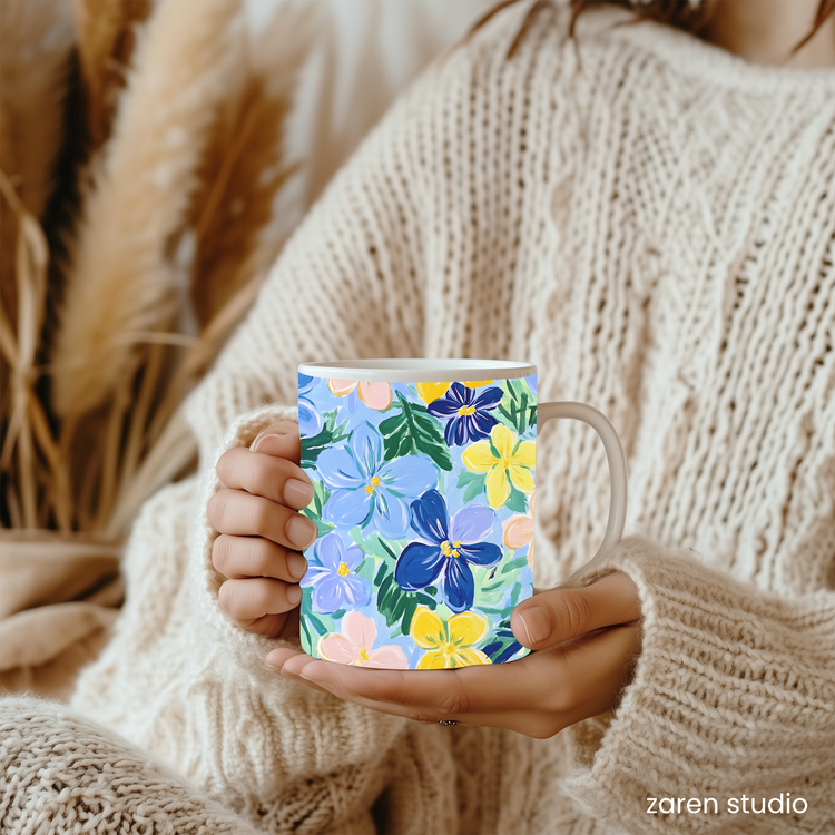 Floral Mug 11oz – Sunset Fields | Bloom & Lush Collection