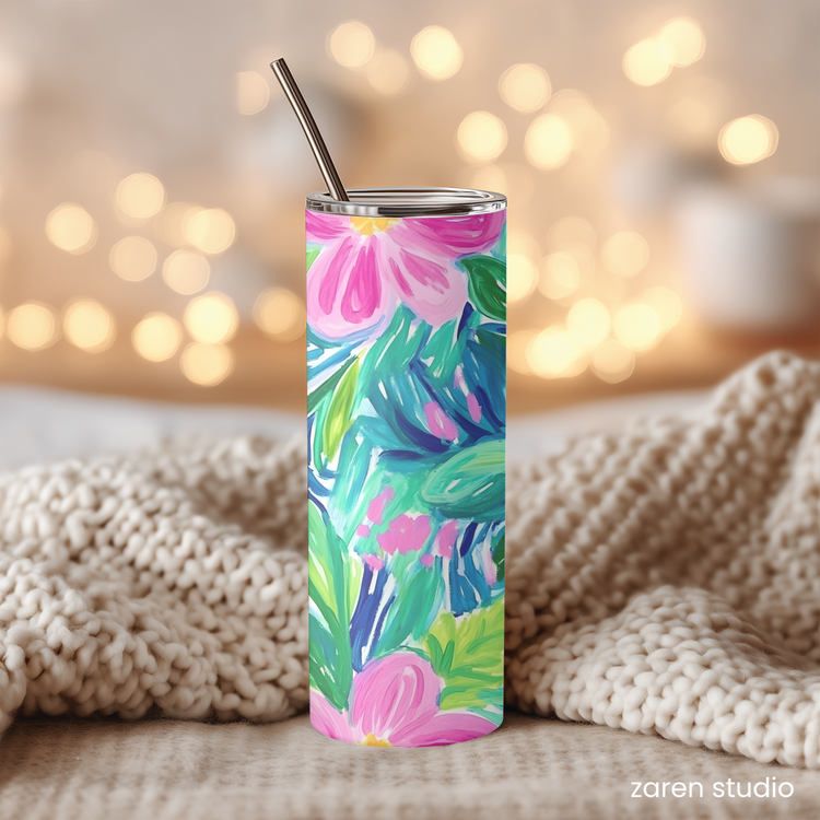 BLOOM Floral 20oz Tumbler in Petal Rush