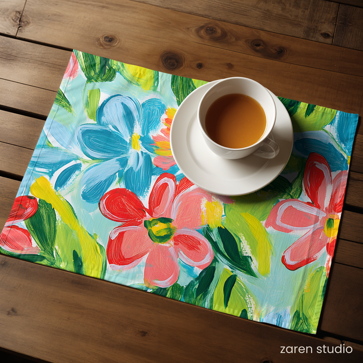 Floral Placemat Set of 4 – Tropical Coral | Bloom & Lush Collection