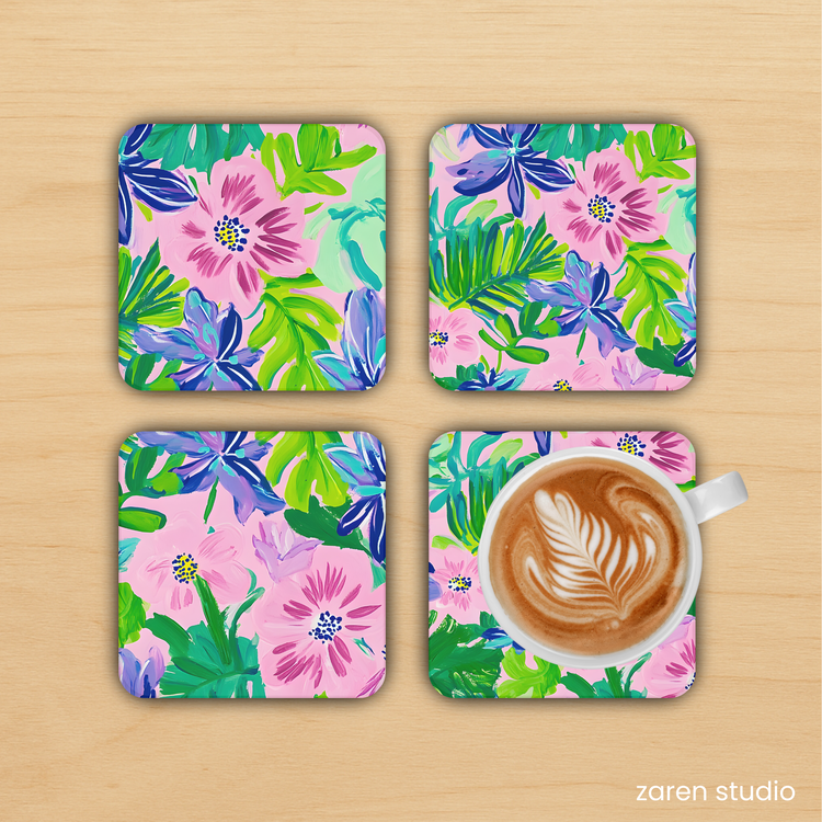 Floral Coaster Set of 4 – Garden Joy | Bloom & Lush Collection