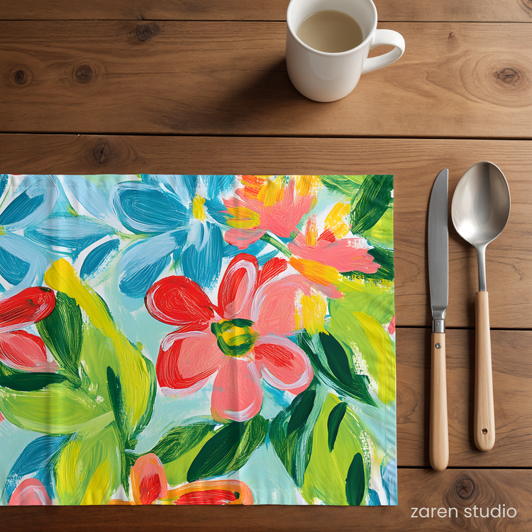 Floral Placemat Set of 4 – Tropical Coral | Bloom & Lush Collection