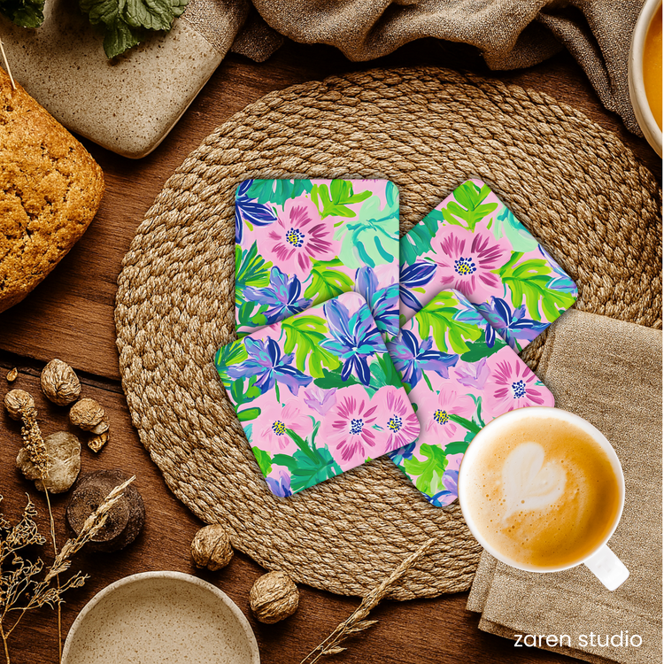 Floral Coaster Set of 4 – Garden Joy | Bloom & Lush Collection