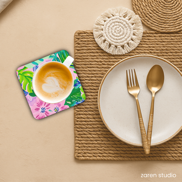 Floral Coaster Set of 4 – Garden Joy | Bloom & Lush Collection