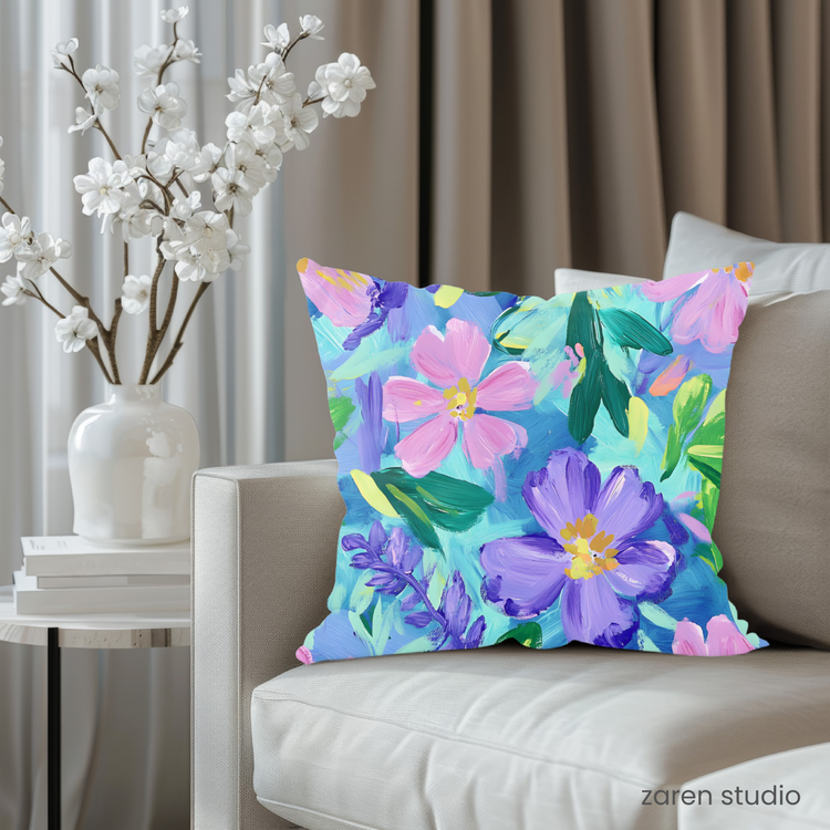 Floral Pillow Cover – Lavender Mist | Bloom & Lush Collection
