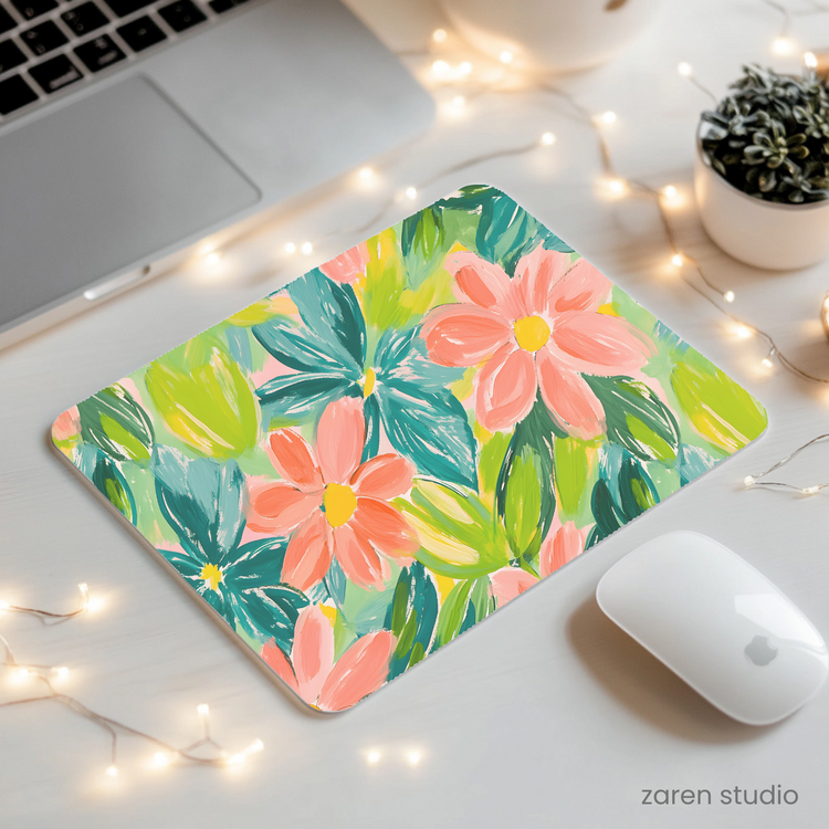 Floral Mouse Pad – Peach Garden | Bloom & Lush Collection