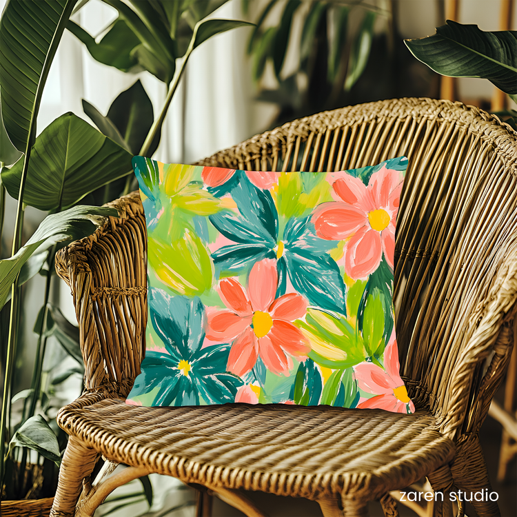 Floral Pillow Cover – Peach Garden | Bloom & Lush Collection