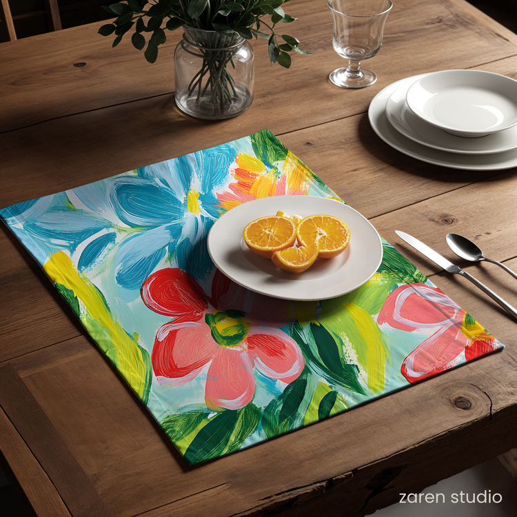 Floral Placemat Set of 4 – Tropical Coral | Bloom & Lush Collection