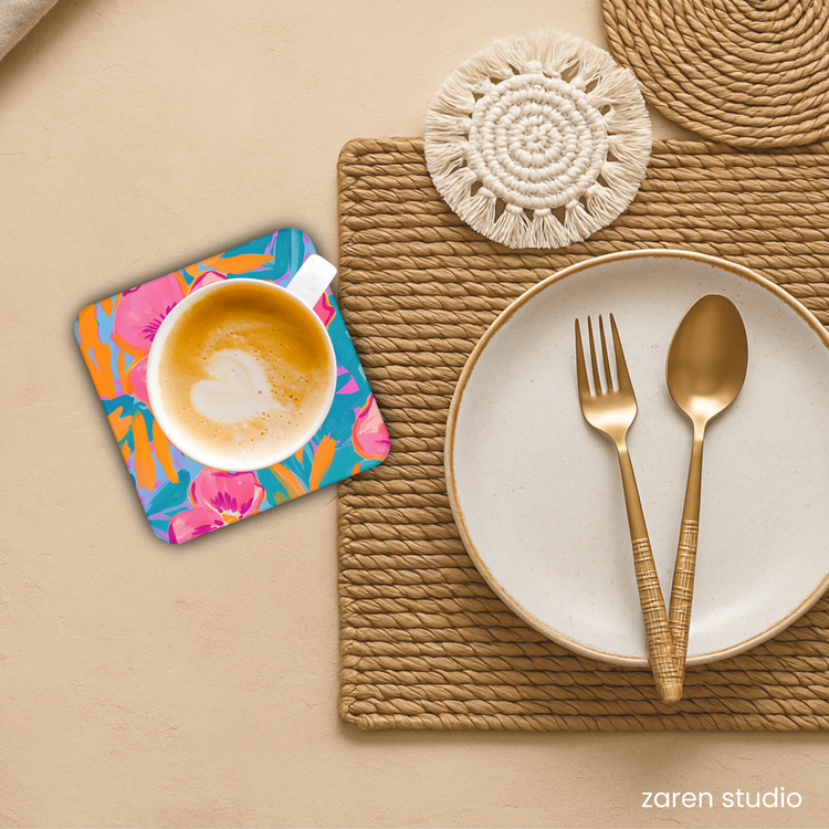 BLOOM Wild Orchid coaster set detail