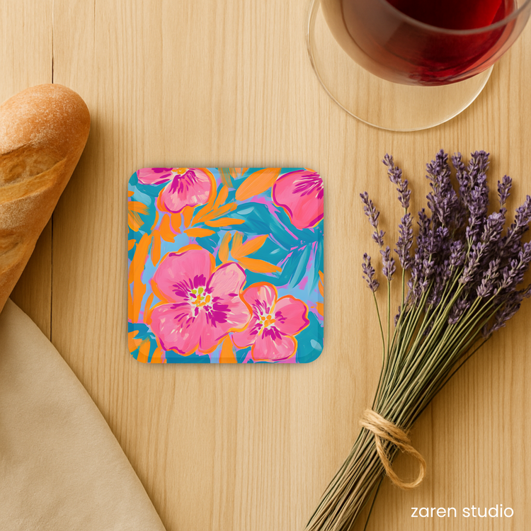 Floral Coaster Set of 4 – Wild Orchid | Bloom & Lush Collection
