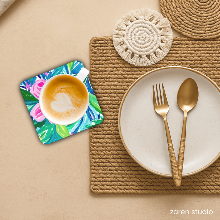 Floral Coaster Set of 4 – Pink Bloom | Bloom & Lush Collection