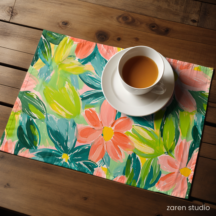 Floral Placemat Set of 4 – Peach Garden | Bloom & Lush Collection