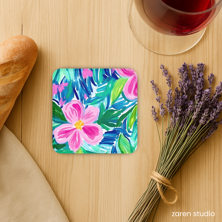 Floral Coaster Set of 4 – Pink Bloom | Bloom & Lush Collection
