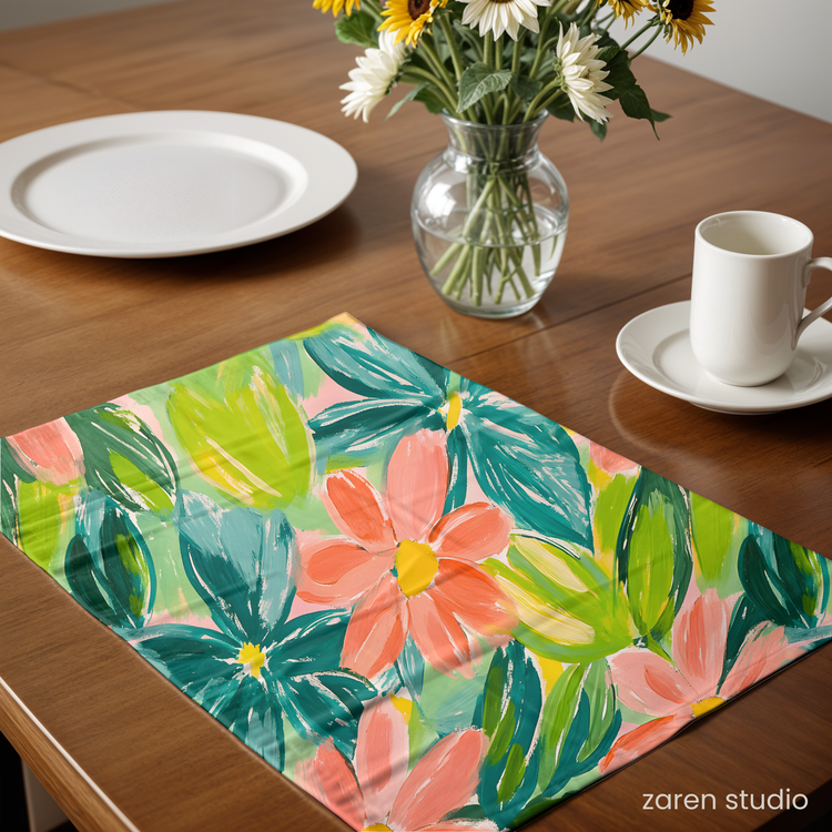 Floral Placemat Set of 4 – Peach Garden | Bloom & Lush Collection