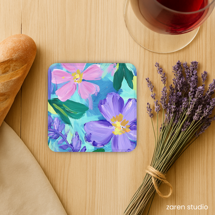 Floral Coaster Set of 4 – Lavender Mist | Bloom & Lush Collection