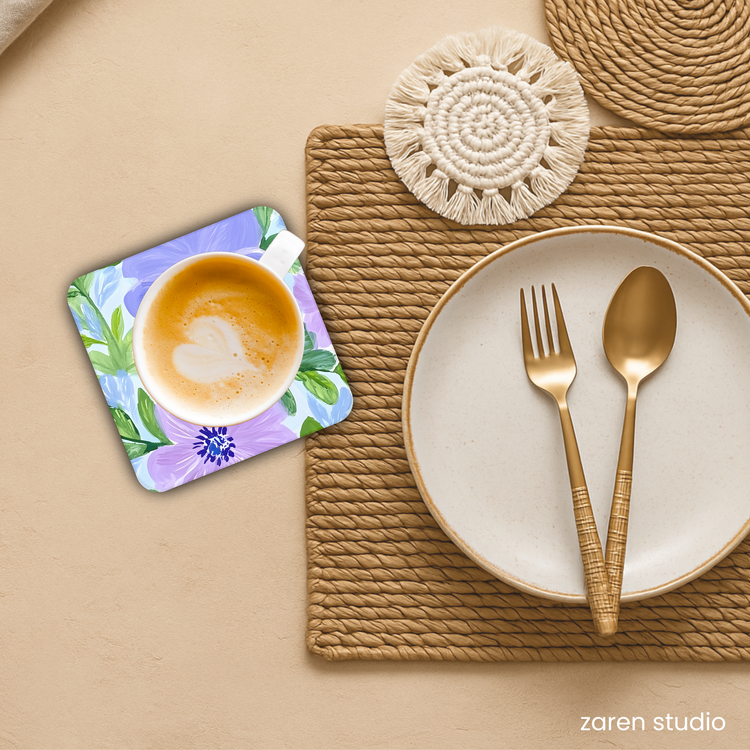 Floral Coaster Set of 4 – Lilac Dream | Bloom & Lush Collection