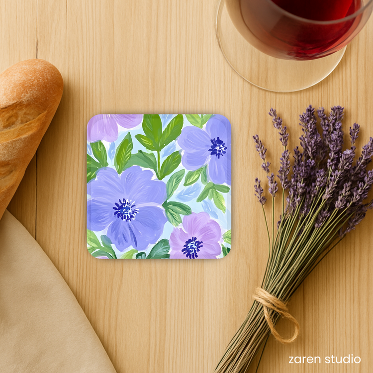 Floral Coaster Set of 4 – Lilac Dream | Bloom & Lush Collection