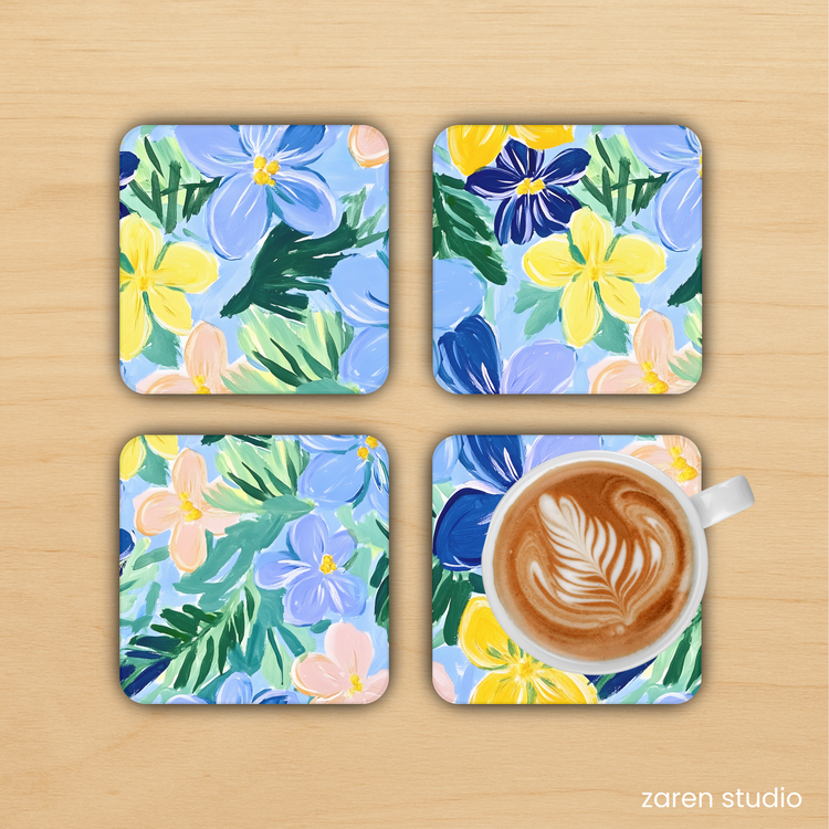 BLOOM Floral Coaster Set of 4 in Sunset Fields