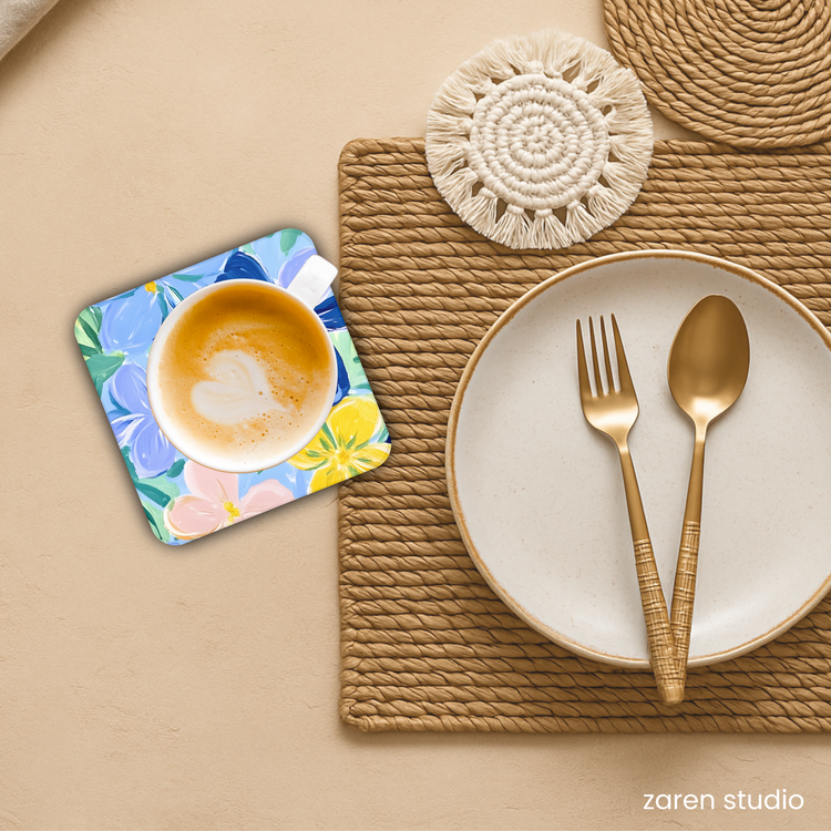 Floral Coaster Set of 4 – Sunset Fields | Bloom & Lush Collection