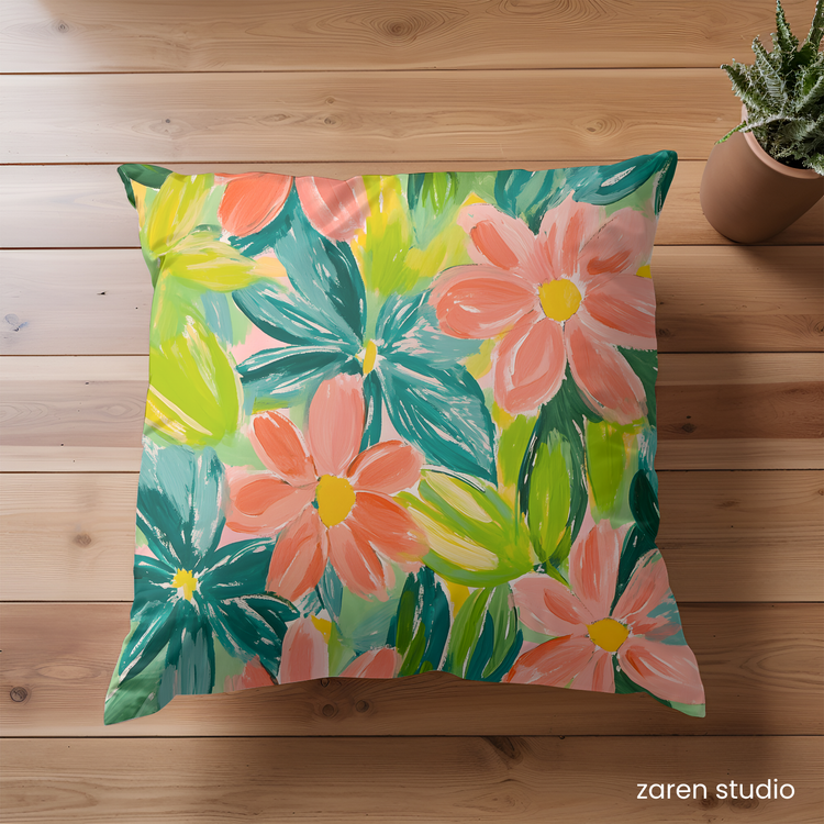 Floral Pillow Cover – Peach Garden | Bloom & Lush Collection