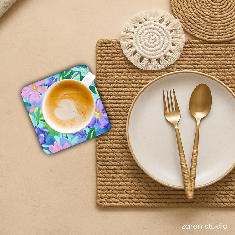 Floral Coaster Set of 4 – Lavender Mist | Bloom & Lush Collection