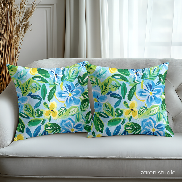 Floral Pillow Cover – Blue Breeze | Bloom & Lush Collection