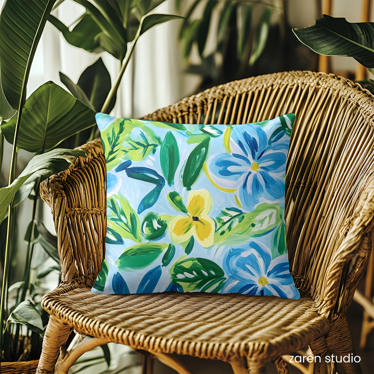 Floral Pillow Cover – Blue Breeze | Bloom & Lush Collection