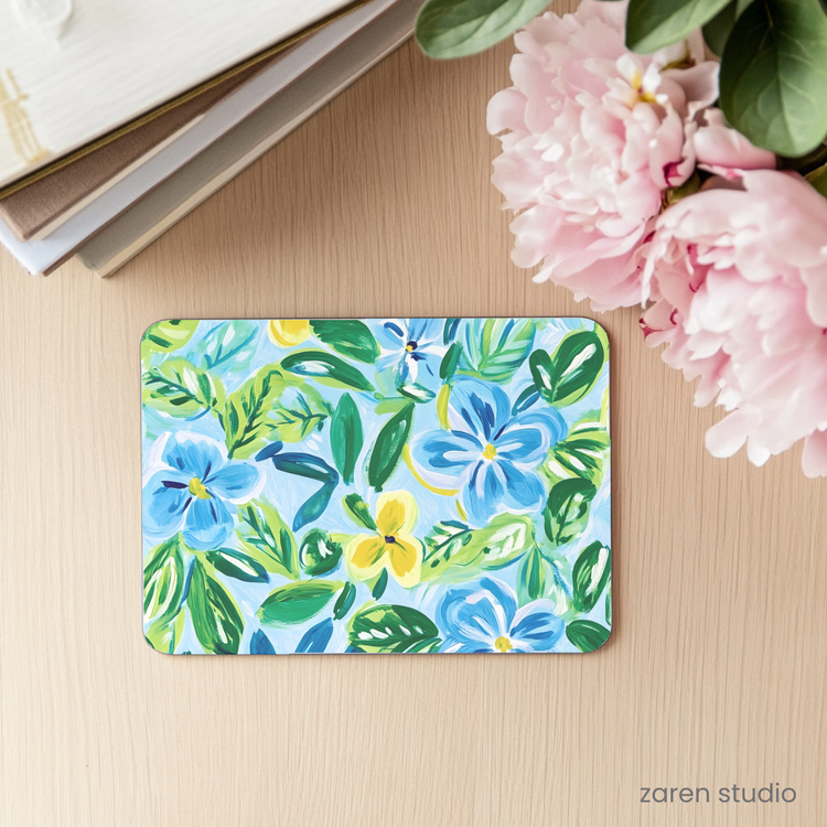 Floral Mouse Pad – Blue Breeze | Bloom & Lush Collection