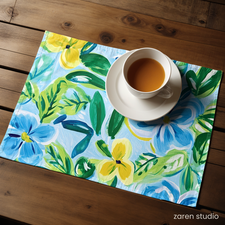 Floral Placemat Set of 4 – Blue Breeze | Bloom & Lush Collection