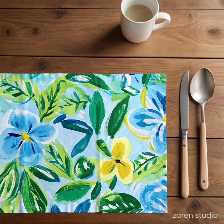 Floral Placemat Set of 4 – Blue Breeze | Bloom & Lush Collection