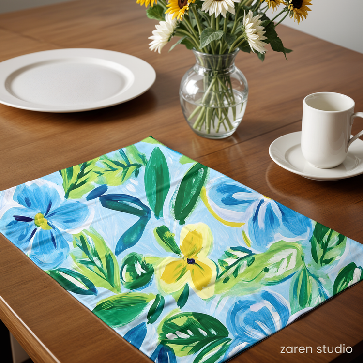 Floral Placemat Set of 4 – Blue Breeze | Bloom & Lush Collection