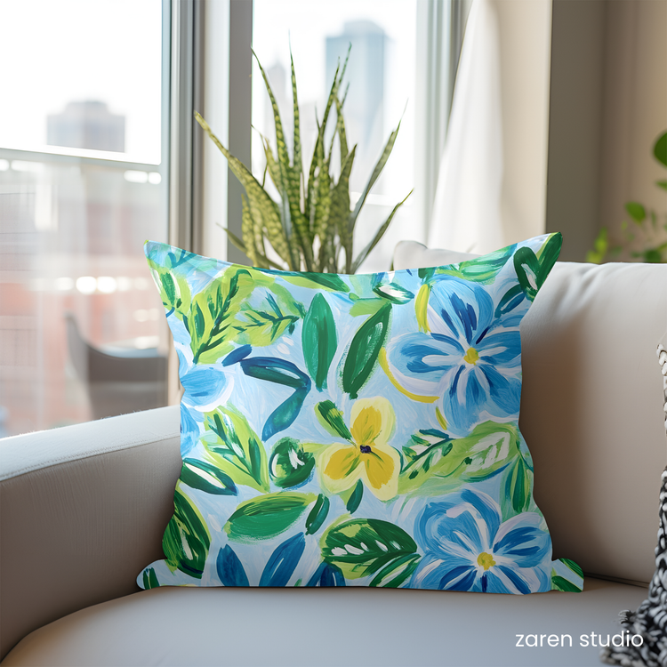 Floral Pillow Cover – Blue Breeze | Bloom & Lush Collection