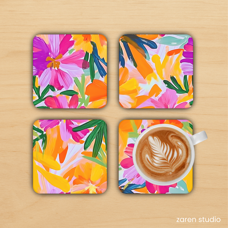 Floral Coaster Set of 4 – Spring Vibes | Bloom & Lush Collection