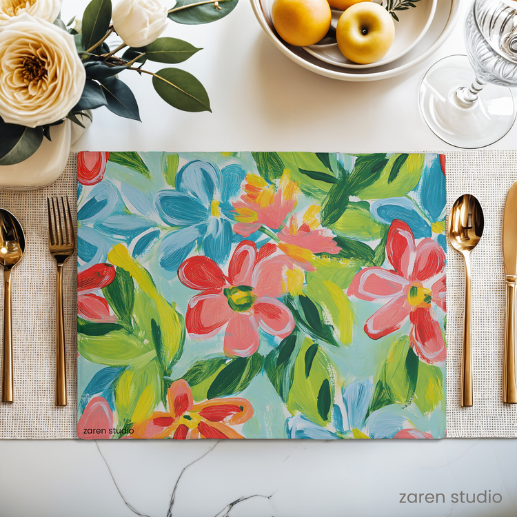 Floral Placemat Set of 4 – Tropical Coral | Bloom & Lush Collection
