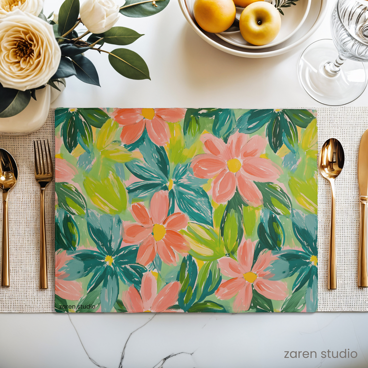 Floral Placemat Set of 4 – Peach Garden | Bloom & Lush Collection