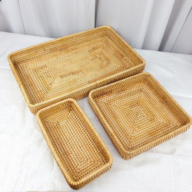 Rattan Tray Desktop Storage Woven Basket