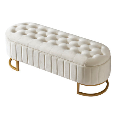 Elegant Fabric Velvet Storage Footstool for Home