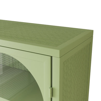 Glass Door Modern Two-door Wall Cabinet Green