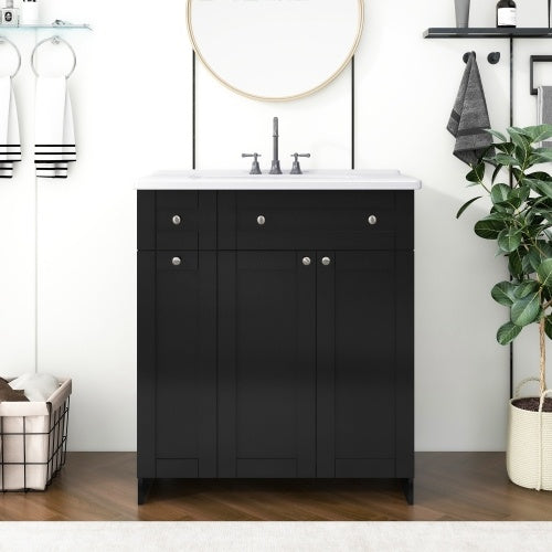 Black Bathroom Vanity With Ceramic Sink Combo