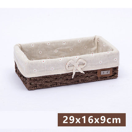 Fabric Desktop Storage Straw Storage Basket - Stylish Organizer