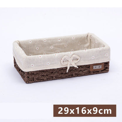 Fabric Desktop Storage Straw Storage Basket - Stylish Organizer