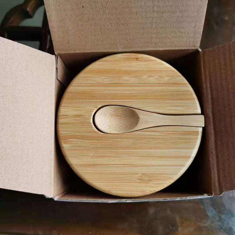 Bamboo Seasoning Jar With Spoon For Kitchen