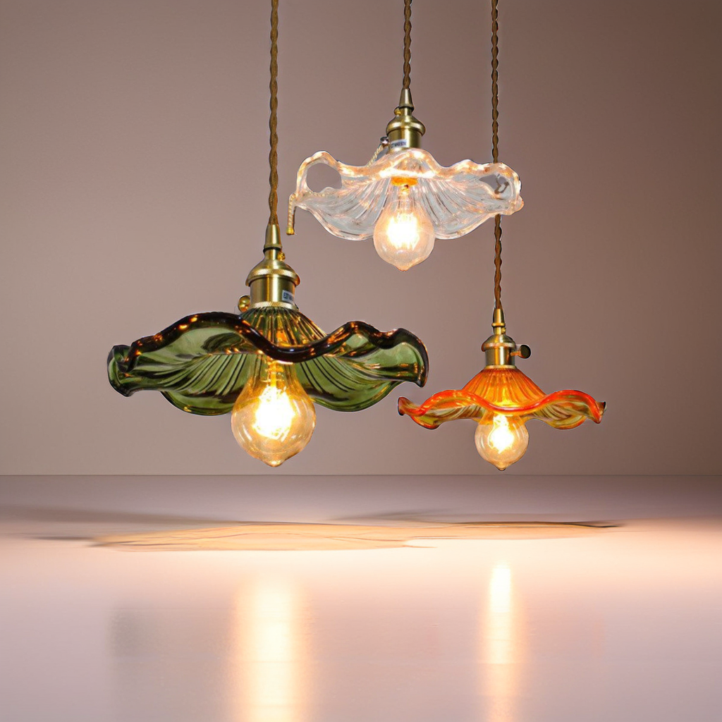 Brass Nordic Japanese Style Glass Chandelier